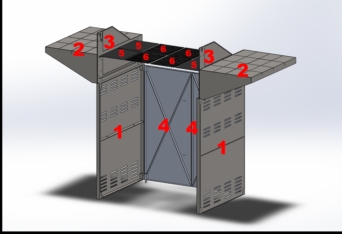 The lower body with duplicated parts numbered one to six