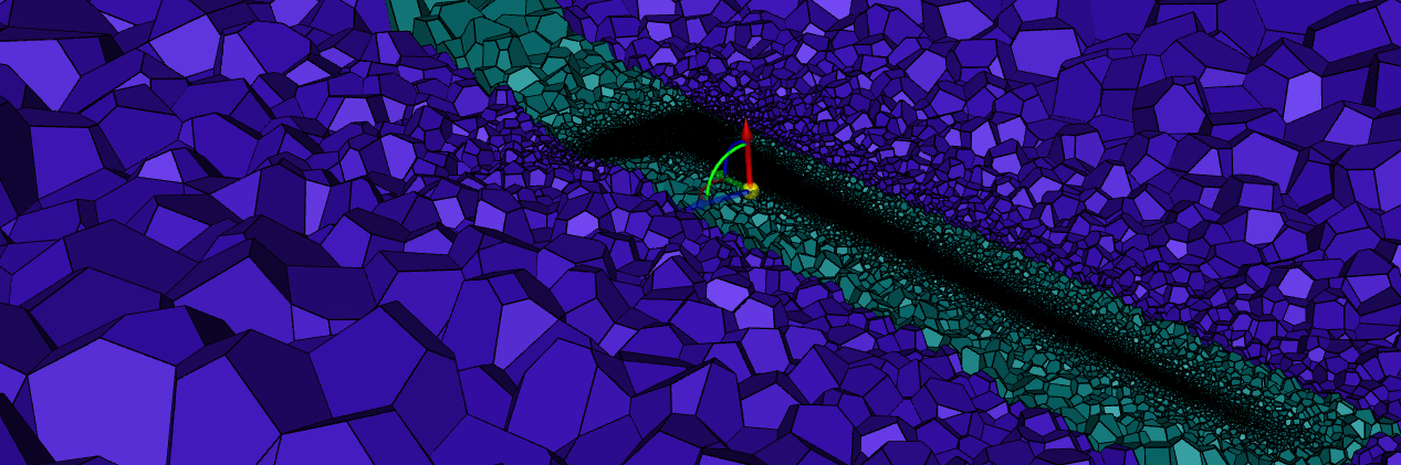 Polyhedral mesh sliced through the thesis turbine blade